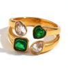 Wholesale Ring Stainless Steel Fashion Geometric Heart Shape 18K Gold Plated Electroplated
