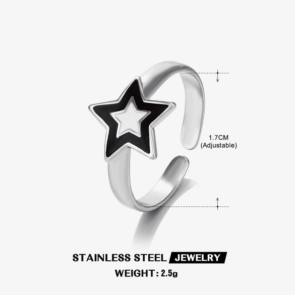 Wholesale Ring Stainless Steel Fivepointed Star Electroplated French Retro Style