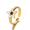 Wholesale Ring Stainless Steel Fivepointed Star Electroplated French Retro Style