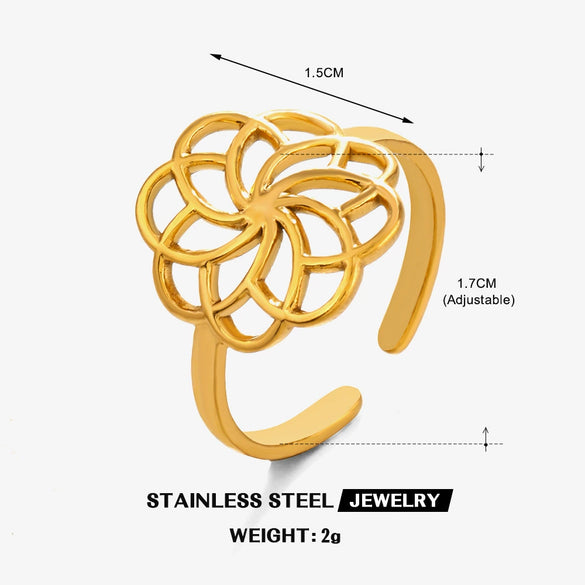 Wholesale Ring Stainless Steel Flower Pattern Electroplated For Women