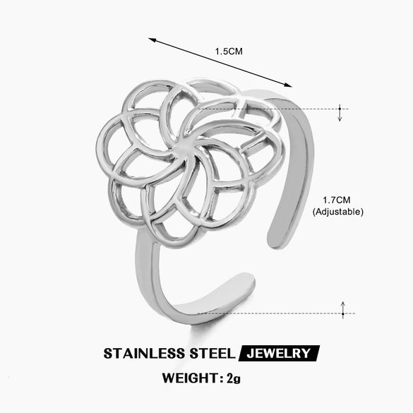Wholesale Ring Stainless Steel Flower Pattern Electroplated For Women