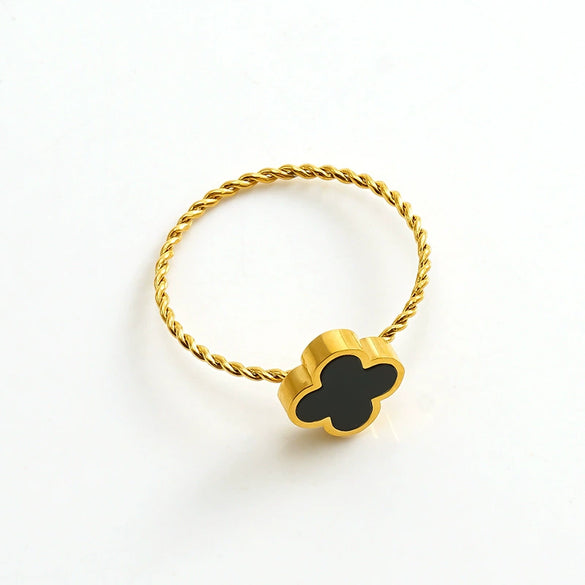 Wholesale Ring Stainless Steel Four Leaf Clover Electroplated Simple Light Luxury Style