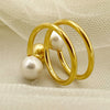 Wholesale Ring Stainless Steel French Retro Elegant Multilayer Freshwater Pearl Gold Bead Electroplated