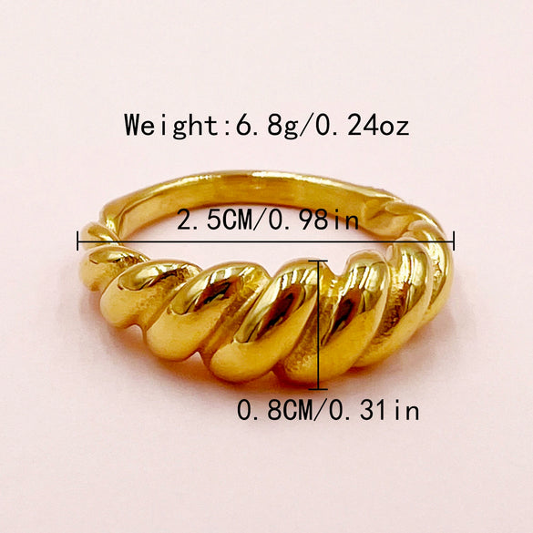 Wholesale Ring Stainless Steel French Retro Geometric Twist Braid Electroplating For Women
