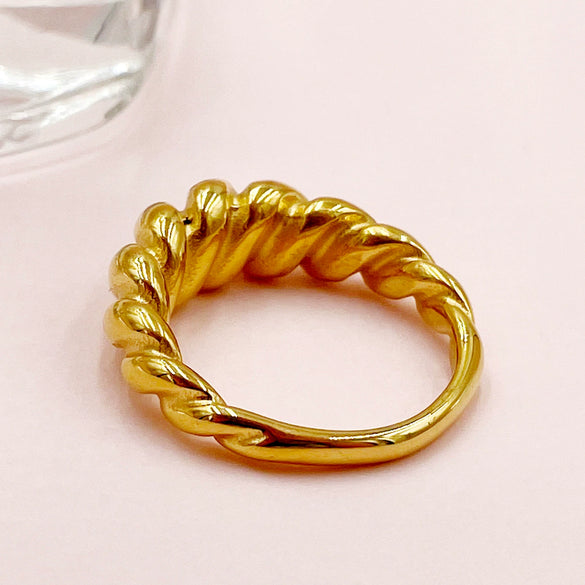 Wholesale Ring Stainless Steel French Retro Geometric Twist Braid Electroplating For Women