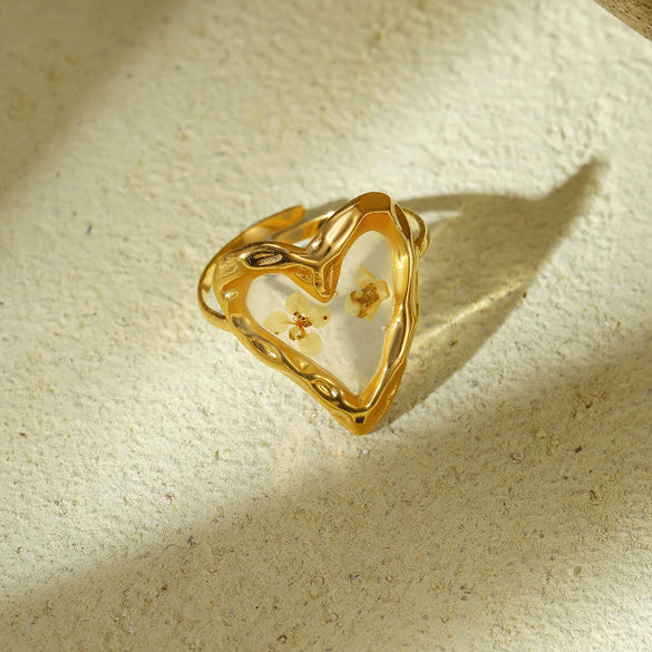 Wholesale Ring Stainless Steel Fresh Oil Dripping Flower Geometric Light Luxury Retro Styling Electroplating For Women