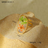 Wholesale Ring Stainless Steel Fresh Oil Dripping Flower Geometric Light Luxury Retro Styling Electroplating For Women