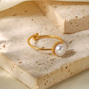 Wholesale Ring Stainless Steel Freshwater Pearl Geometric Electroplating For Women