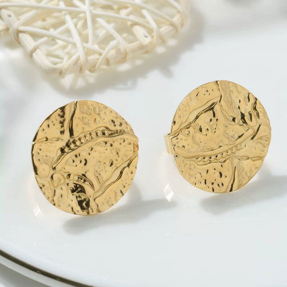 Wholesale Ring Stainless Steel Frosted Lava Texture Geometric Electroplated Unisex