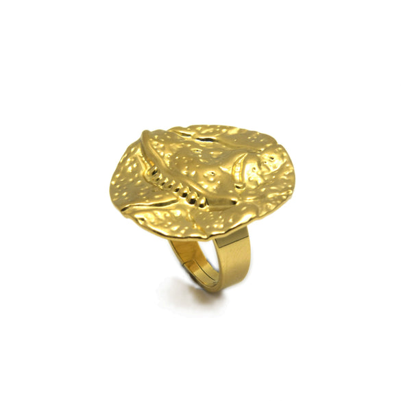 Wholesale Ring Stainless Steel Frosted Lava Texture Geometric Electroplated Unisex