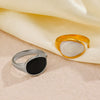 Wholesale Ring Stainless Steel Geometric Black And White Oil Dropping Oval Electroplated For Women
