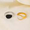 Wholesale Ring Stainless Steel Geometric Black And White Oil Dropping Oval Electroplated For Women