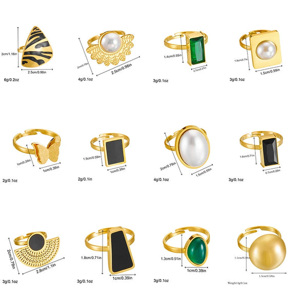 Wholesale Ring Stainless Steel Geometric Butterfly Opening Electroplated For Women