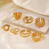 Wholesale Ring Stainless Steel Geometric Cross Opening Electroplated