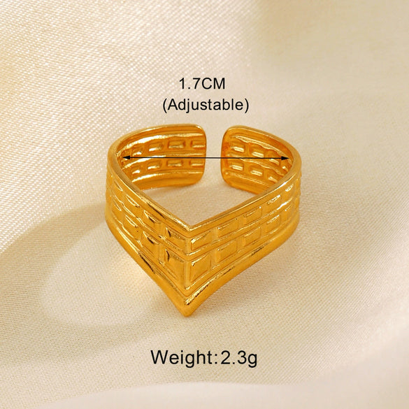 Wholesale Ring Stainless Steel Geometric Cross Opening Electroplated