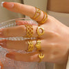 Wholesale Ring Stainless Steel Geometric Cross Opening Electroplated