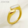 Wholesale Ring Stainless Steel Geometric Doubleheaded Square Fritillary Electroplated Retro Light Luxury Simple