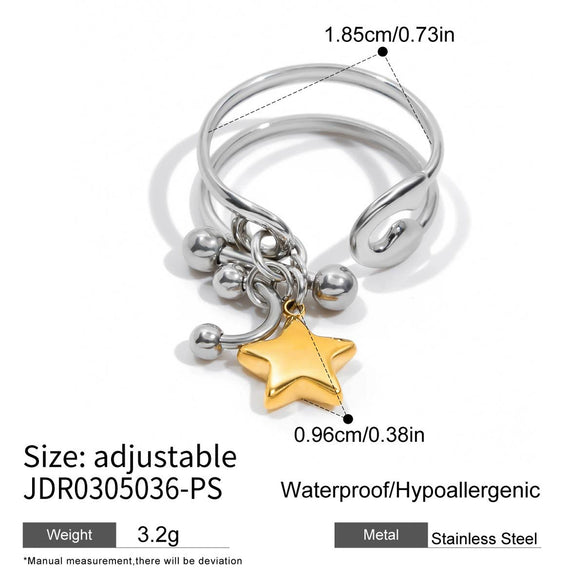 Wholesale Ring Stainless Steel Geometric Doublelayer Hollow Paperclip Style Electroplated