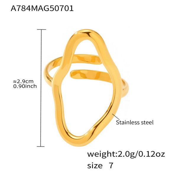 Wholesale Ring 316L Stainless Steel Geometric Electroplated Fashion Exaggerated Irregular Open