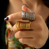 Wholesale Ring 316L Stainless Steel Geometric Electroplated Fashion Retro Exaggerated Hollow Multi Layer For Women