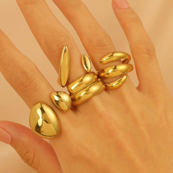 Wholesale Ring Stainless Steel Geometric Electroplated Jewelry For Women
