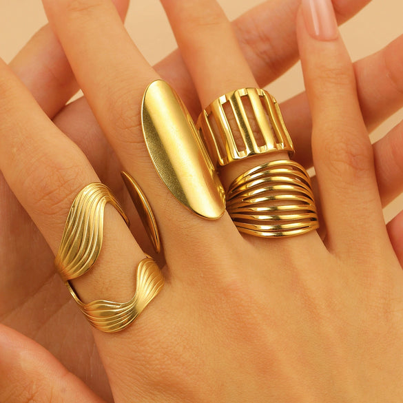 Wholesale Ring Stainless Steel Geometric Electroplated Jewelry For Women