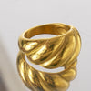 Wholesale Ring Stainless Steel Geometric Electroplated Real Gold Nonfading Horn Design Fashionable
