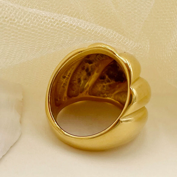 Wholesale Ring Stainless Steel Geometric Electroplated Real Gold Nonfading Horn Design Fashionable