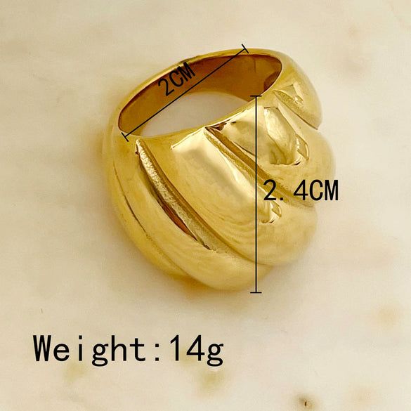 Wholesale Ring Stainless Steel Geometric Electroplated Real Gold Nonfading Horn Design Fashionable