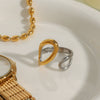 Wholesale Ring Stainless Steel Geometric Electroplated Static Luxury Style Gold And Silver Color Matching Simple Hollow Adjustable Opening