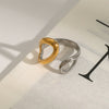 Wholesale Ring Stainless Steel Geometric Electroplated Static Luxury Style Gold And Silver Color Matching Simple Hollow Adjustable Opening