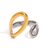 Wholesale Ring Stainless Steel Geometric Electroplated Static Luxury Style Gold And Silver Color Matching Simple Hollow Adjustable Opening
