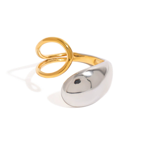 Wholesale Ring Stainless Steel Geometric Electroplating Water Drop Design