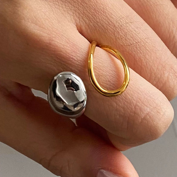 Wholesale Ring Stainless Steel Geometric Electroplating Water Drop Design