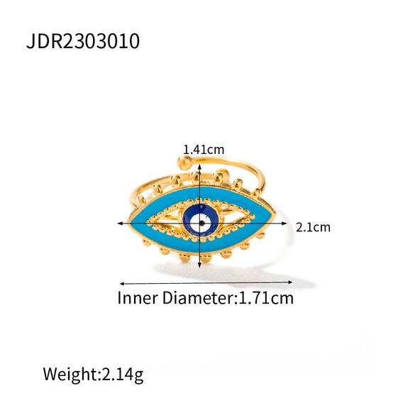 Wholesale Ring Stainless Steel Geometric Evil Blue Eye Retro Electroplating For Women