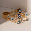 Wholesale Ring Stainless Steel Geometric Evil Blue Eye Retro Electroplating For Women