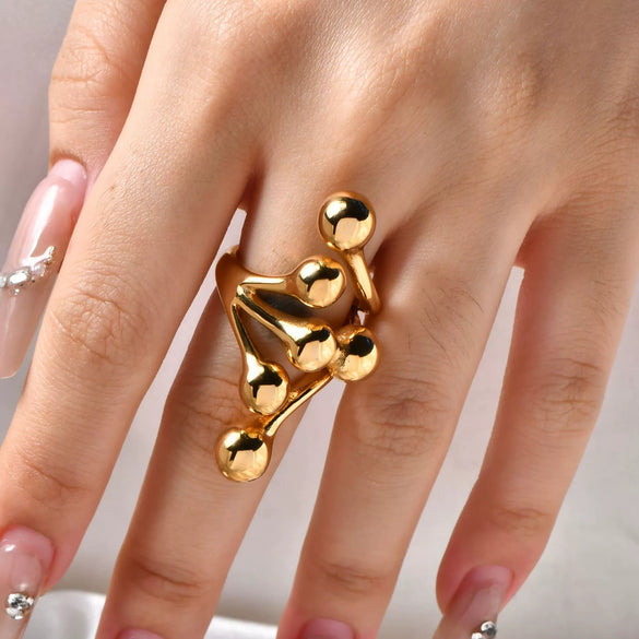 Wholesale Ring Stainless Steel Geometric Fashionable Vacuum Electroplated