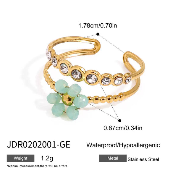 Wholesale Ring Stainless Steel Geometric Flower With Drill Electroplated
