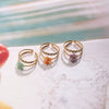 Wholesale Ring Stainless Steel Geometric Flower With Drill Electroplated