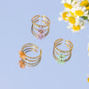 Wholesale Ring Stainless Steel Geometric Flower With Drill Electroplated