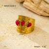 Wholesale Ring Stainless Steel Geometric French Retro Pleated Texture Inlaid With Natural Stone Electroplating For Women