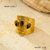 Wholesale Ring Stainless Steel Geometric French Retro Pleated Texture Inlaid With Natural Stone Electroplating For Women