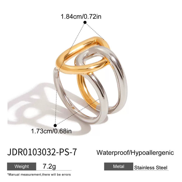 Wholesale Ring Stainless Steel Geometric French Retro Style Electroplated Jewelry