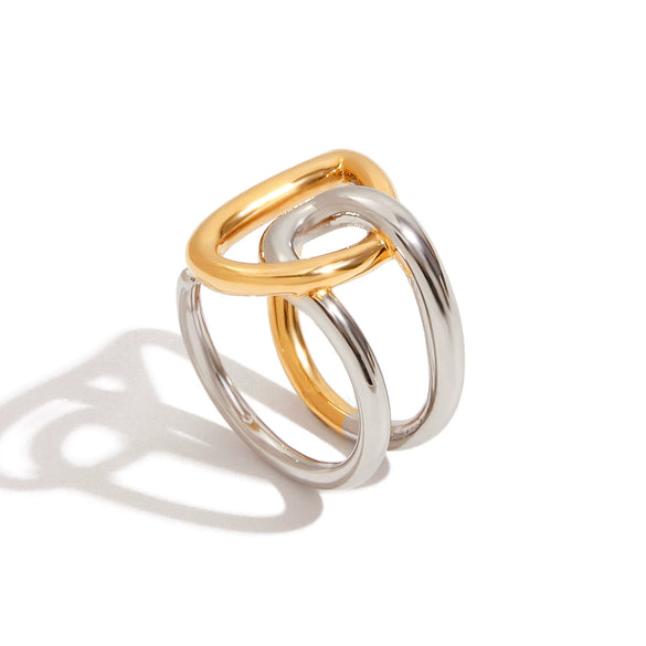 Wholesale Ring Stainless Steel Geometric French Retro Style Electroplated Jewelry