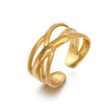Wholesale Ring Stainless Steel Geometric Hip Hop Style Gold Plated Opening Adjustable For Women