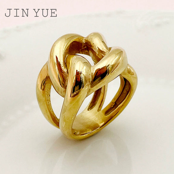 Wholesale Ring Stainless Steel Geometric Hollow Cross Buckle Electroplated