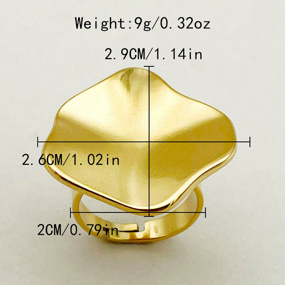 Wholesale Ring Stainless Steel Geometric Irregular Small Blade Open Style Vacuum Gold Plated Unisex