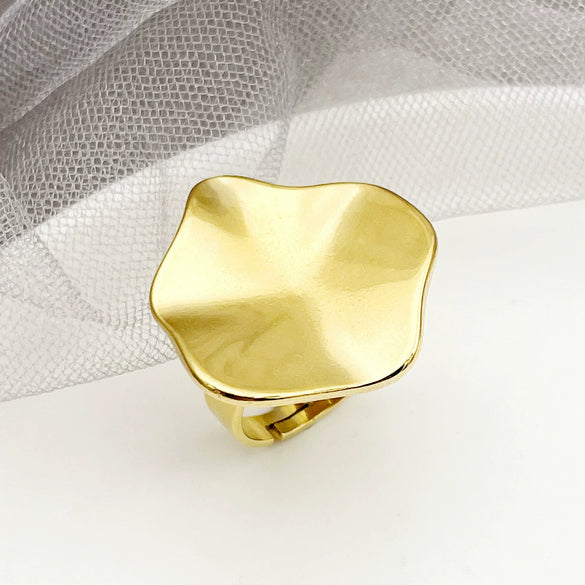 Wholesale Ring Stainless Steel Geometric Irregular Small Blade Open Style Vacuum Gold Plated Unisex