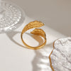 Wholesale Ring Stainless Steel Geometric Leaf Retro Opening Electroplated