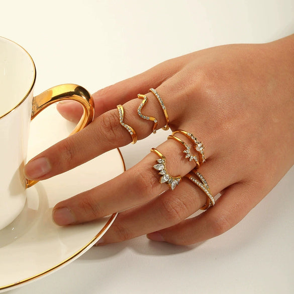 Wholesale Ring Stainless Steel Geometric Light Luxury Electroplating Jewelry